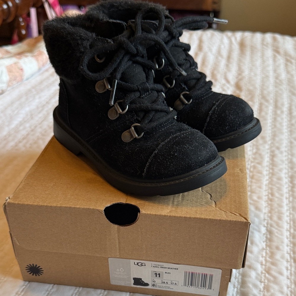 UGG Kids Black Lace-Up Boots